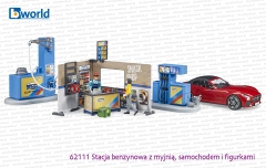 62111 BRUDER Stacja benzynowa z myjnią, samochodem i dwiema figurkami