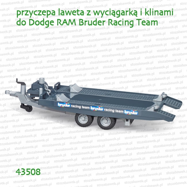 43508 BRUDER Przyczepa laweta z wyciągarką i klinami do zespołu Racing Team 02504