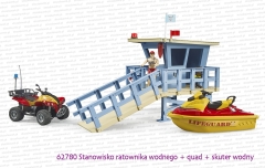 62780 BRUDER Stanowisko ratownika wodnego z quadem, skuterem wodnym i figurką