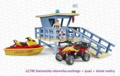 62780 BRUDER Stanowisko ratownika wodnego z quadem, skuterem wodnym i figurką