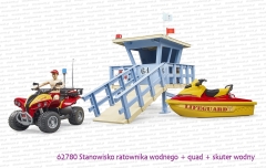 62780 BRUDER Stanowisko ratownika wodnego z quadem, skuterem wodnym i figurką