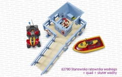 62780 BRUDER Stanowisko ratownika wodnego z quadem, skuterem wodnym i figurką