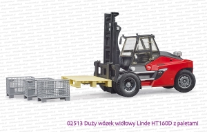 02513 BRUDER Duży wózek widłowy Linde HT160 z paletami