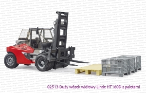 02513 BRUDER Duży wózek widłowy Linde HT160 z paletami