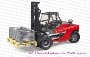 02513 BRUDER Duży wózek widłowy Linde HT160 z paletami