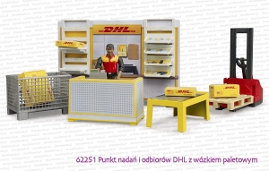 62251 BRUDER Punkt nadań i odbiorów DHL z wózkiem paletowym