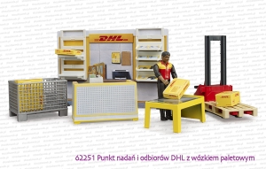 62251 BRUDER Punkt nadań i odbiorów DHL z wózkiem paletowym