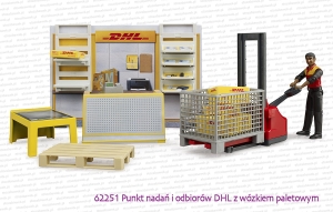 62251 BRUDER Punkt nadań i odbiorów DHL z wózkiem paletowym