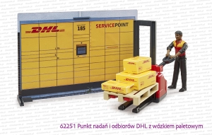 62251 BRUDER Punkt nadań i odbiorów DHL z wózkiem paletowym