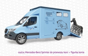 02674 BRUDER Mercedes-Benz Sprinter do przewozu koni z figurką konia