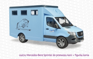 02674 BRUDER Mercedes-Benz Sprinter do przewozu koni z figurką konia