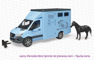 02674 BRUDER Mercedes-Benz Sprinter do przewozu koni z figurką konia