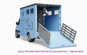 02674 BRUDER Mercedes-Benz Sprinter do przewozu koni z figurką konia