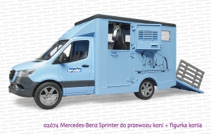 02674 BRUDER Mercedes-Benz Sprinter do przewozu koni z figurką konia
