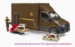 02678 BRUDER Mercedes-Benz Sprinter UPS z figurką kuriera i podnośnikiem