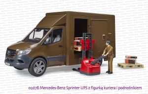 02678 BRUDER Mercedes-Benz Sprinter UPS z figurką kuriera i podnośnikiem