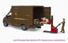 02678 BRUDER Mercedes-Benz Sprinter UPS z figurką kuriera i podnośnikiem