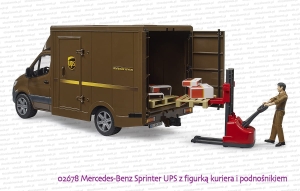 02678 BRUDER Mercedes-Benz Sprinter UPS z figurką kuriera i podnośnikiem