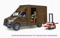 02678 BRUDER Mercedes-Benz Sprinter UPS z figurką kuriera i podnośnikiem