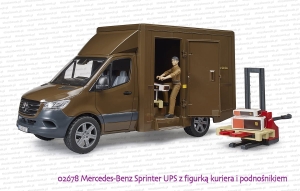 02678 BRUDER Mercedes-Benz Sprinter UPS z figurką kuriera i podnośnikiem