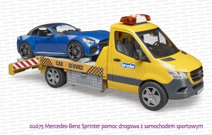 02675 BRUDER Mercedes-Benz Sprinter pomoc drogowa z samochodem sportowym