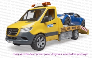 02675 BRUDER Mercedes-Benz Sprinter pomoc drogowa z samochodem sportowym
