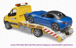 02675 BRUDER Mercedes-Benz Sprinter pomoc drogowa z samochodem sportowym