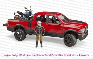 02502 BRUDER Dodge RAM 2500 z motocyklem Ducati i figurką kierowcy