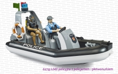 62733 BRUDER Łódź pontonowa policji z figurką policjanta i płetwonurkiem
