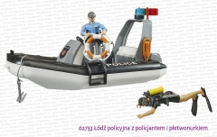 62733 BRUDER Łódź pontonowa policji z figurką policjanta i płetwonurkiem