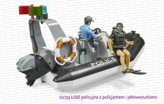 62733 BRUDER Łódź pontonowa policji z figurką policjanta i płetwonurkiem