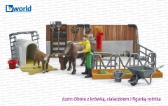 62611 BRUDER Obora z figurką krowy, cielaczka i rolnikiem