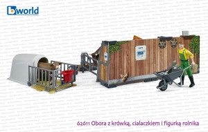 62611 BRUDER Obora z figurką krowy, cielaczka i rolnikiem