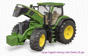 03150 BRUDER Ciągnik rolniczy John Deere 7R 350 - otwierana maska od silnika
