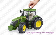 03150 BRUDER Ciągnik rolniczy John Deere 7R 350 - skrętne przednie koła za pomocą przedłużenia kierownicy