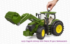 03151 BRUDER Ciągnik rolniczy John Deere 7R 350 z ładowaczem czołowym - sposób skręcania przednimi kołami