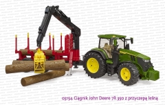 03154 BRUDER Ciągnik rolniczy John Deere 7R 350 z przyczepą leśną i dźwigiem