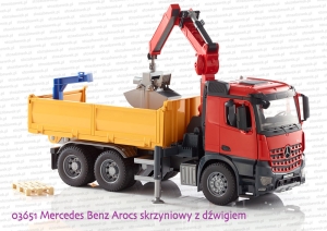 Bruder - 03651 Mercedes Benz Arocs wywrotka z dźwigiem i akcesoriami