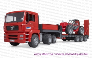 02774 BRUDER MAN TGA z naczepą i ładowarką teleskopową Manitou MLT 633