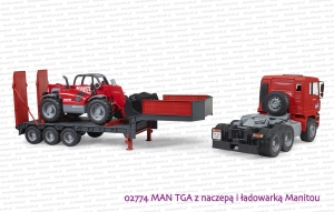 02774 BRUDER MAN TGA z naczepą i ładowarką teleskopową Manitou MLT 633
