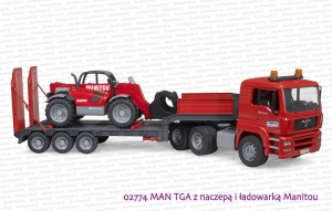 02774 BRUDER MAN TGA z naczepą i ładowarką teleskopową Manitou MLT 633