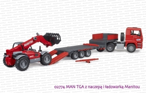 02774 BRUDER MAN TGA z naczepą i ładowarką teleskopową Manitou MLT 633