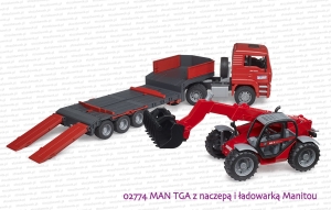 02774 BRUDER MAN TGA z naczepą i ładowarką teleskopową Manitou MLT 633