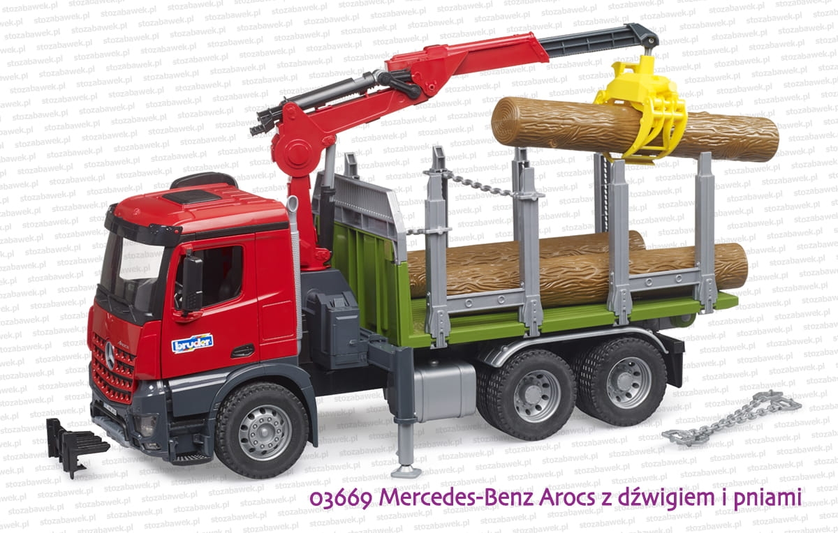 03669 BRUDER Mercedes-Benz Arocs z dźwigiem i pniami