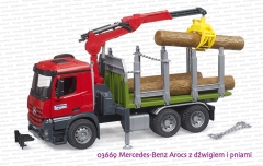 03669 BRUDER Mercedes-Benz Arocs z dźwigiem i pniami