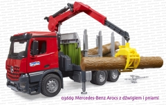 03669 BRUDER Mercedes-Benz Arocs z dźwigiem i pniami