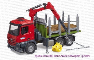 03669 BRUDER Mercedes-Benz Arocs z dźwigiem i pniami