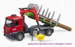 03669 BRUDER Mercedes-Benz Arocs z dźwigiem i pniami