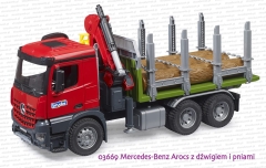 03669 BRUDER Mercedes-Benz Arocs z dźwigiem i pniami