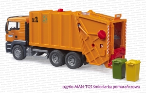 03760 BRUDER MAN TGS śmieciarka pomarańczowa